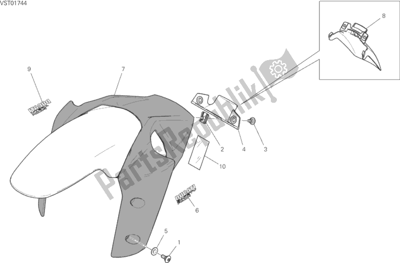 All parts for the Front Mudguard of the Ducati Multistrada 1260 S Grand Tour 2020